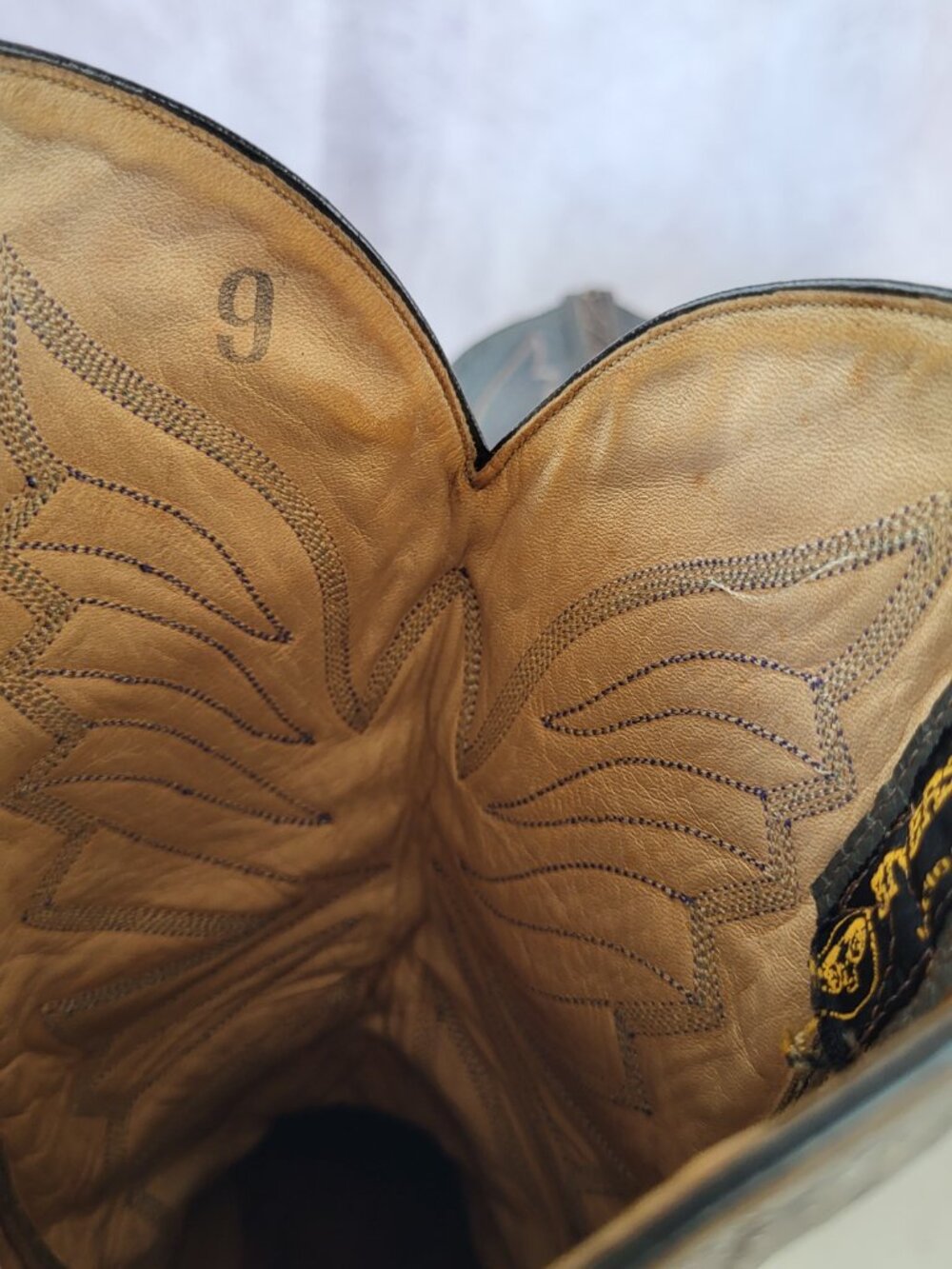 Vintage Pre Ban Rivers Turtle Western Cowboy Boots Size 9 Men's Gray - Picture 13 of 15